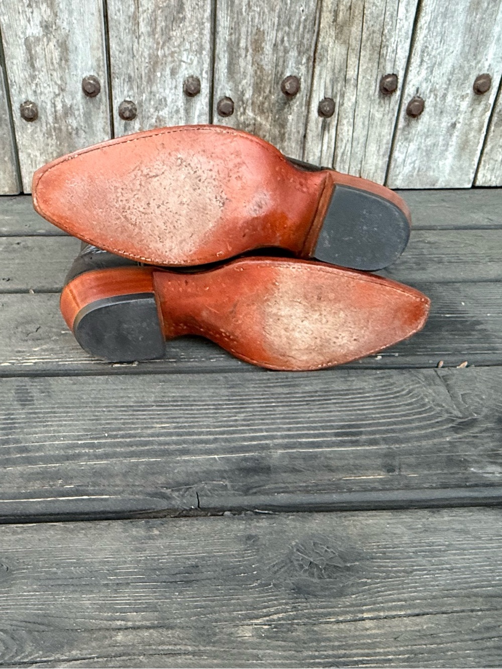 Very Rare Lucchese Classics Teak Colored Buffalo Leather Women's Cowboy Boots - Picture 8 of 9